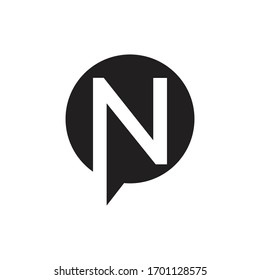 initial letter n circle chat logo 