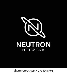 Initial Letter N Circle Line with Orbit for Saturn Planet or Neutron Atom Structure Science logo design