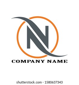 Initial / Letter N with circle for logo design inspiration - Vector