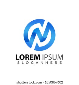 Initial Letter N Circle Monogram logo design element vector illustration