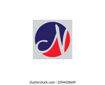 Initial Letter N circle and square  Design Logo Vector Graphic Branding Letter Element.