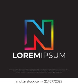 Initial letter N colorful Modern digital alphabet font, Rainbow color design fashion futuristic font