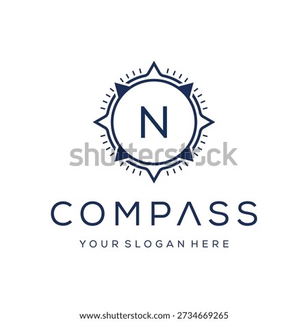 Initial letter N compass earth adventure GPS naviagation logo design vector template