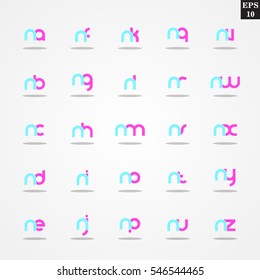 Initial letter N compilation from A to Z lowercase logo design template colorful