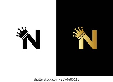 initial letter N crown logo, king royal brand company logo design vector template