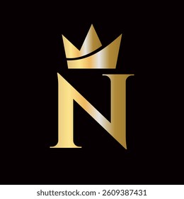 Initial Letter N Crown Logo Concept For Fashion and Beauty Symbol Vector Template