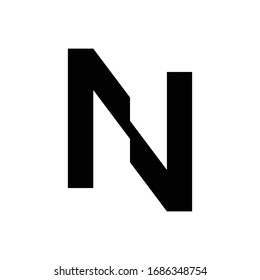 initial letter n cut off vector logo