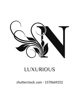  Initial letter N  Decorative emblem VINTAGE ornament  monogram logo