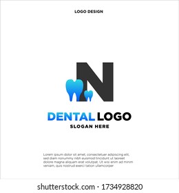 Initial Letter N Dental Logo Design Template
