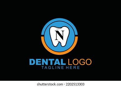 letra inicial N logotipo dental