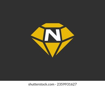 initial Letter N Diamond Logo Concept symbol icon sign Element Design. Jewelry, Gem, Jewellery Logotype. Vector illustration logo template