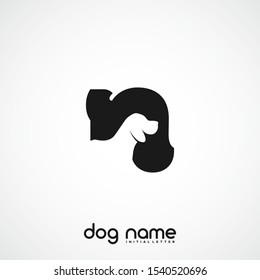 Initial Letter N Dog Logo And Icon Name Dog Design Vector.