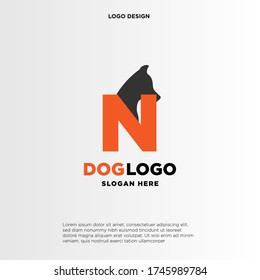 Initial Letter N Dog Logo Design Template