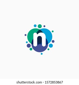initial letter N with dot abstract logo designs. molecule Logo design , Lab Logo Design Element , Design Vector with Dots concept. - VECTOR