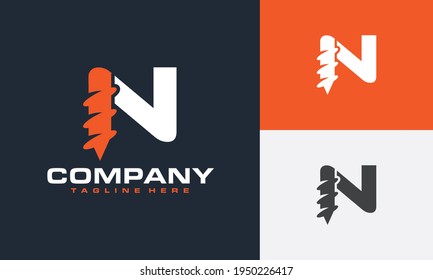 initial letter N drill logo	