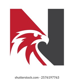 Initial Letter N Eagle Logo. Eagle Head Logo Concept For Business Company Vector Template