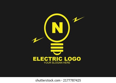 Initial Letter N Electric Lamp Logo