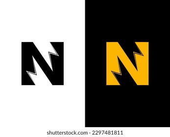 Initial Letter N Electric Logo. creative letter N Electric logo vector template