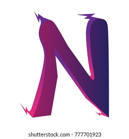 Initial Letter N With Electric Style Logo Icon. Material Design Logo
