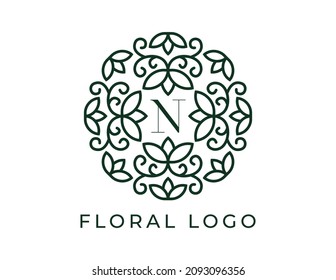 initial letter N Elegant Floral Logo Vector Design illustrations Template. 
Vector Logo design for natural products, flower shop, cosmetics, Organic, ecology concepts, health, spa.