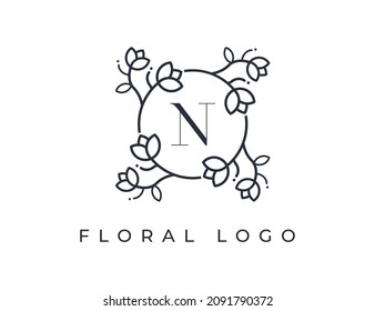 initial letter N Elegant Flower Logo Vector Design illustrations Template. 
Vector Logo design for natural products, flower shop, cosmetics, Organic, ecology concepts, health, spa.
