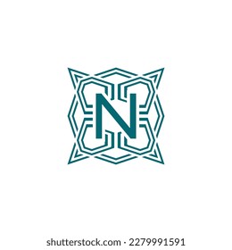 Letra inicial N líneas elegantes logotipo de marco alfabético moderno