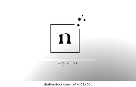 Initial letter N elegant and luxury Initial with Rectangular dots frame minimal monogram logo design vector template