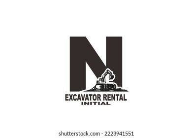 initial Letter N excavator logo

