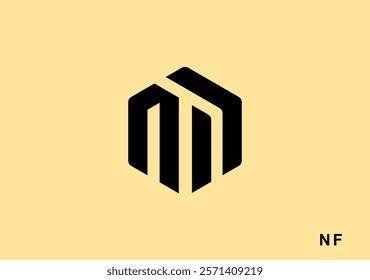 initial letter N F based on cube shape