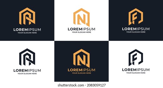letra inicial a n f combinación con el concepto del logotipo de la casa