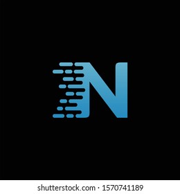 Initial Letter N Fast Speed Logo Design Template
