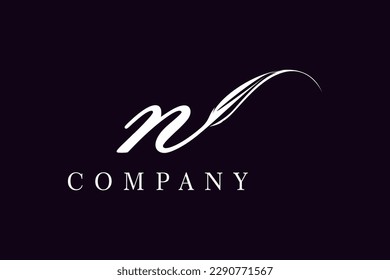 Letra inicial N con vector de diseño del logotipo del reportero del reportero de plumas Quill Pen