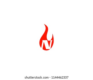 Initial Letter N Flame Icon Vector Logo Template Illustration Design