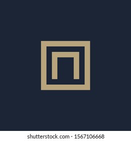 initial letter N geometric with square frame line art. Suitable for business consulting, studio, room, group, decoration, building, concept design. - vector