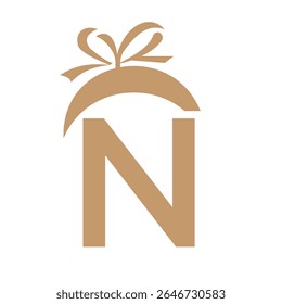 Initial Letter N Gift Logo Design For Event, Anniversary, Birthday and Party Symbol