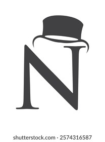 Initial Letter N Hat Logo Concept For Magic Hat Symbol Vector