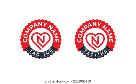 símbolo de signo de icono de diseño del logotipo del logotipo del logotipo del sello del corazón de la letra inicial N. Amor, Logotipo de Atención de Salud. Plantilla de ilustración de vector