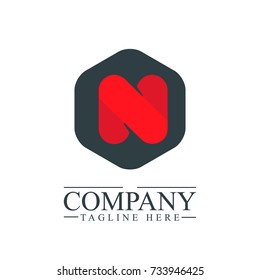 Initial Letter N Hexagonal Design Logo
