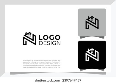 Letra inicial Diseño del logotipo de la casa N. Ilustración vectorial de la forma del hogar para la empresa