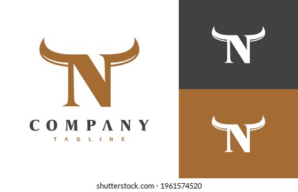initial letter N horn logo