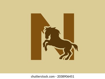 Initial letter N with horse shape design