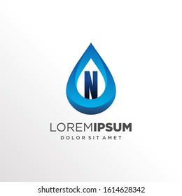 Initial Letter N inside Water Drop Logo Design