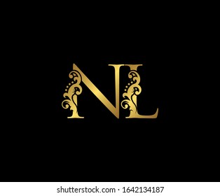 Initial letter N and L, NL, Gold Logo Icon, classy gold letter monogram logo icon suitable for boutique,restaurant, wedding service, hotel or business identity.