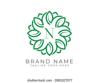 initial letter N Leaf Flower logo. Floral Logo Vector illustrations. Vector Logo design for natural products, flower shop, cosmetics, Floral, Organic, ecology concepts, health, spa.