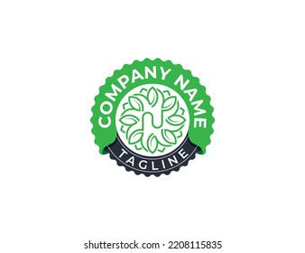 initial Letter N with Leaf Flower Stamp Badge Logo sign symbol icon Design Element. Natural Products, Cosmetics, Ecology, health Care, spa, Floral Logotype. Vector illustration template