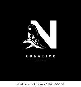 Initial letter N with leaf logo vector concept element. letter N monogram, with organic leaf fit for company and business