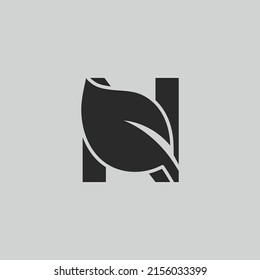 Initial Letter N With Leaf Logo design vector graphic concept illustrations. Green leaf logo Template vector Design.