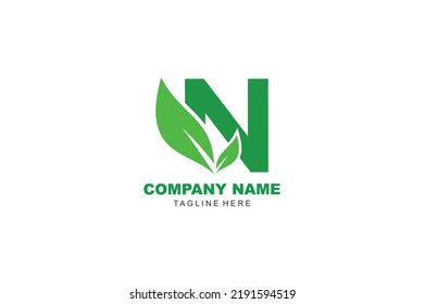 initial Letter N leaf logo