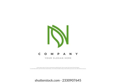 Initial Letter N Leaf Logo Design Vector