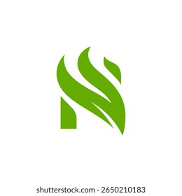 Initial Letter N Leaf Logo. floral, field, natural, organic, ecology, herbal, bio
